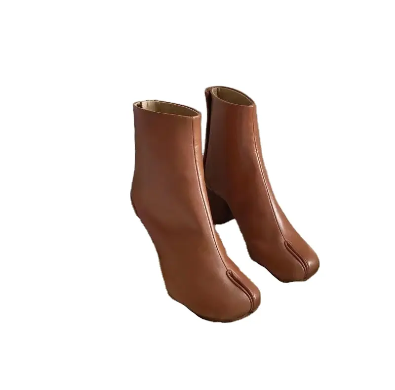 Nouvelles bottes 9 couleurs à bout fendu taille 13 bottines pour femmes en gros couleur unie rose à bout fendu 8cm talon bloc femmes bottes tb