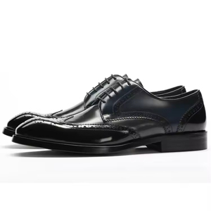 Chaussures habillées pour hommes en cuir pleine fleur cousues à la main, lacets, formelles, pour le bureau et les réunions de conseil d'administration - Product Image 2