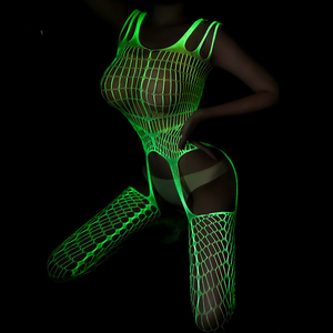 King Mcgreen Star – Lingerie Sexy ajourée, collant lumineux, entrejambe ouvert, résille, bretelles, <span class=keywords><strong>combinaison</strong></span> en maille, bas séduisant - Product Image 1