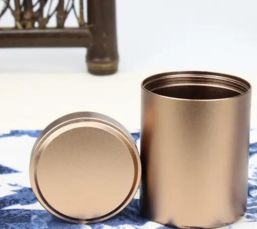 Mini cylindre rond en alliage de titane étanche, boîte en étain pour le thé avec impression personnalisée, 45x65mm
