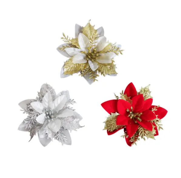 Brillanti fiori artificiali per la decorazione dell'albero di natale dalle forniture per la decorazione dei regali di natale