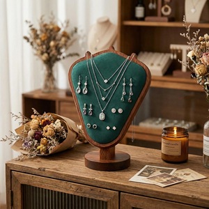 Wood Jewelry Display Stand Necklace Rack 15x8.5x21cm Modern Simple Style For Home Storage - Product Image 1