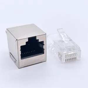 Soulin RJ45 Network Conector Female Straight Jack 8P8C PCB Modular Single Port Router Ethernet Waterproof Metal Rj45 Connector