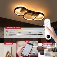 Plafonnier LED simple à haute luminosité 60W pour chambre à coucher, en aluminium, avec variateur d'intensité intelligent et télécommande, lampe de plafond LED personnalisable