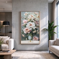 Vas Bunga Peony Kanvas Seni Dinding Lukisan Pemandangan Kristal Porselen Lukisan Lanskap Poster Cetak dengan Bingkai untuk Dekorasi Rumah