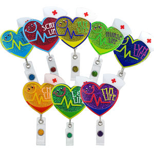 Il più popolare Custom Heart Nurse acrilico Cute Reel Holder nome traslucido retrattile <span class=keywords><strong>Badge</strong></span> Reel - Product Image 5