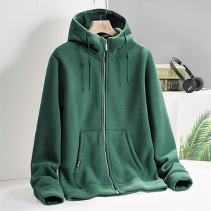 Aoyema Classic Winter Lambskin Unisex Color sólido Cremallera Sudaderas con capucha Cordón de manga larga Sudaderas Casual Abrigo de bolsillo Suelto - Product Image 6