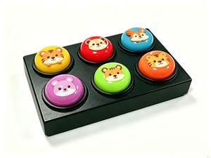 Bouton sonore parlant à 6 boutons avec enregistrement vocal, lumières LED, en plastique, enregistrement de <span class=keywords><strong>chansons</strong></span> de <span class=keywords><strong>60</strong></span> secondes, forme personnalisable, outil de jeu éducatif - Product Image 1