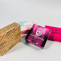 Boîte en papier pour lentilles de contact avec logo personnalisé de luxe, impression couleur intégrale, emballage cosmétique en gros pour lentilles de contact colorées