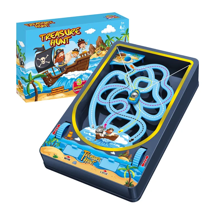 Pirate Pinball Machine Toy Children Hand-Eye Training Plastic Pinball Maze Balance Board Game For Kids