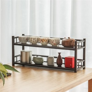 Estantes de exhibición antiguos de madera maciza, bandeja de té de varias capas para accesorios de ceremonia del té, forma rectangular, origen Dehua - Product Image 2