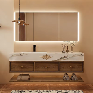 Conjunto de Muebles de Baño de Madera de Nogal Antiguo, Integrado y sin Juntas, con Lavabo y Grifo - Product Image 5