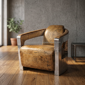 Leather Arm Chair Traditional Pilot Chair Ergonomic Design Durable Eco-Friendly Sturdy Build Elegant Style Perfect Bedroom - Product Image 2