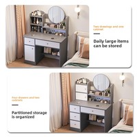 Cermin rias berlampu untuk kamar tidur, meja rias terintegrasi Modern sederhana untuk ruang sewa kecil