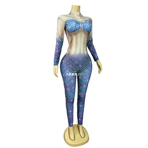 Combinaison en Spandex/Nylon à Motif d'Écailles de Poisson avec Strass Brillants, Nouvelle Collection, pour Femmes, Danse du Ventre, Spectacle, Tenue de Mode, Chanteuse - Product Image 2