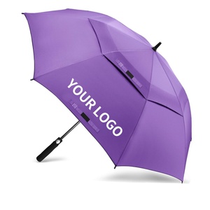 Meilleur parapluie de golf semi-automatique de 68 pouces avec protection UV, résistant au vent, en tissu pongé 190T pour le golf et la plage - Product Image 1