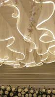 Décorations Traiteur Mariage Drapés de Plafond en Tissu Filet en Forme de S Bandes LED Décorations de Lumière de Plafond de Mariage