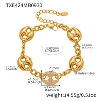 Ensemble de bijoux collier et bracelet en acier inoxydable avec fermoir nez de cochon et pendentif zircon - Cadeau tendance pour femme pour les soirées