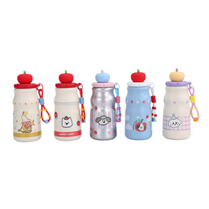 Cute Funny Apple Lid Stainless Steel Vacuum <b>Cup</b> 6-12 Hours Thermal Insulation Student Kids Straw Outdoor Lanyard Portable Water - Product Image 2