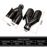 Tuyau d'échappement universel double sortie pour voiture en acier inoxydable chromé noir, exportation d'usine