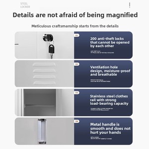Armarios Metálicos de Una Puerta con Cerradura para Almacenamiento de Empleados, Diseño Moderno y Minimalista, Desmontables, Resistentes a la Humedad, Muebles de Oficina - Product Image 4