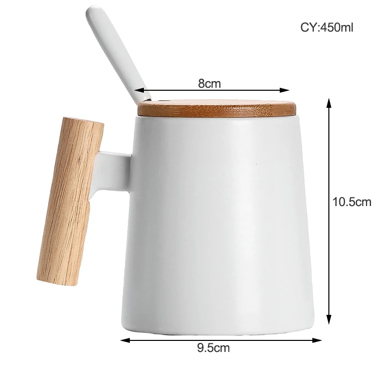 Amazon Gift Box Tote Bag Couple Models Water Cup Wooden Handle Ceramic Cup Pair Coffee Cup Mug With Lid Spoon