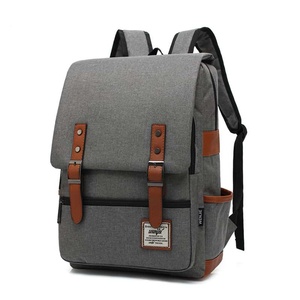 Canvas Backpack 20-37L Zipper Closure Unisex Casual Daily Use Softback Vintage Style School Laptop <b>Bag</b> Waterproof Oxford Fabric - Product Image 2