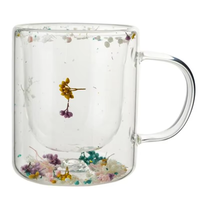 Verres à double paroi en borosilicate de haute qualité, best-seller, avec décoration florale intérieure séchée