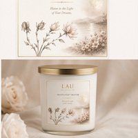 Autocollants en papier artistique vintage de luxe à motif floral, étiquettes carrées personnalisées imprimées, résistantes à l'eau, pour emballage de bougies parfumées en verre blanc