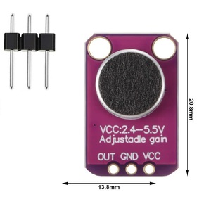Placa Amplificadora OUT GND VCC 2.4-5V DC GY-MAX4466, Módulo Amplificador de Micrófono Eléctrico, Sensor de Sonido, Módulo de Micrófono MAX4466 - Product Image 1