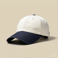 Fabricant OEM ODM de casquettes de baseball personnalisées, style vintage délavé, bicolore crème et marine, 6 panneaux, unisexe, réglable, vente en gros