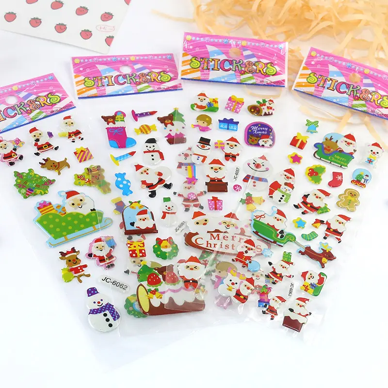 Hot Sale Santa Claus Three-Dimensional Bubble Stickers Children's Cartoon Stickers Bubble Stickers Christmas Custom Craft Gifts