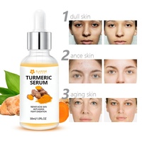 Sérum Visage Éclaircissant Anti-Âge au Curcuma et aux Algues Végétaliennes, Formule Liquide à la Vitamine B5, Marque Privée OEM/ODM, Blanchissant