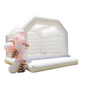 Château gonflable avec toboggan en PVC blanc pur de 0,55 mm, capacité de 400 kg, taille personnalisable, garantie de 2 ans, pour enfants, mariages en plein air - Product Image 1