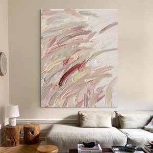 Hand Painted Oil Painting Rectangle Abstract Texture Art Modern Minimalist Living Room Sofa Background Wall Decor Wabi Sabi - Product Image 2