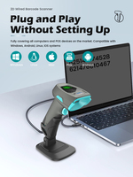 Lecteur de codes-barres 2D filaire de qualité industrielle OEM AK-T3030, scanner de codes QR portable haute performance pour la logistique