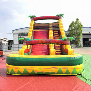 สไลเดอร์น้ำเป่าลมแบบสองเลนสำหรับเด็กเล่นกลางแจ้ง พร้อมบ้านลมและสไลเดอร์น้ำแบบทรอปิคอลสำหรับงานปาร์ตี้เชิงพาณิชย์ - Product Image 5