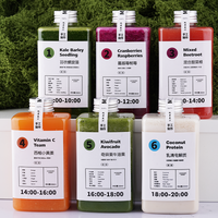 Bouteille de jus en plastique plate carrée à usage unique, transparente en PET, pour thé au lait, jus, et gobelets minceur en plastique pour jus