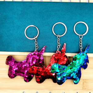 다채로운 레인보우 스팽글 유니콘 말 열쇠 고리 반짝이 플립 스팽글 리틀 호스 키 체인 펜던트 블링 키즈 말 열쇠 고리 - Product Image 2