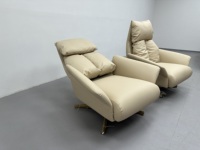 Fauteuil inclinable pivotant moderne fait main en cuir moelleux rembourré multi-coussins pour salon et chambre à coucher – Offre Spéciale