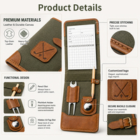 Dompet Kartu Skor Golf Kanvas Gaya Vintage Berkualitas Tinggi Buatan Pabrik, Dilengkapi Kancing, Tempat Pensil, Dompet Koin, dan Pelindung RFID