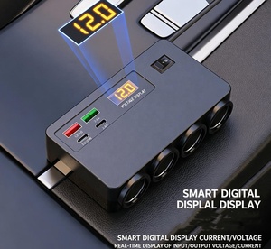 120W Multi-Port Autoladegerät mit Zigarettenanzünder 4-Steckdosen-Verteiler Adapter 12V 24V QC3.0 PD Schnell-Digital-<span class=keywords><strong>Voltmeter</strong></span> Auto-Adapter - Product Image 1