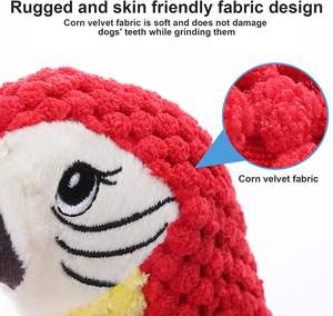 Vendita calda interattivo peluche cane pappagallo giocattolo con Squeaker Crinkle uccello animale di peluche massaggiagengive per animali domestici - Product Image 3