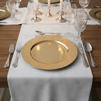 Assiettes de Présentation de Luxe en Plastique PP de 13 Pouces, Vente Directe Usine, Motif Personnalisé, Durables et Réutilisables pour Mariages et Fêtes d'Anniversaire