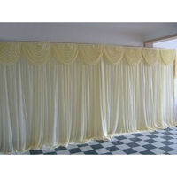 Hl FBJ046 Rideau de fond de scène de mariage en soie glacée, couleurs personnalisées vert émeraude, blanc et rose blush, 5ft x 16ft