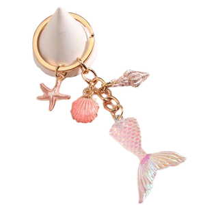 Llavero de Metal Brillante Ligero con Diseño de Cola de Pez de la Serie Océano Sirena, con Efecto de Gota de Aceite, para Bolsos - Product Image 1