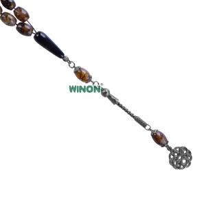 Rosario Musulmán de Ágata Natural con Vetas de Dragón de 10x14 mm, <span class=keywords><strong>Tasbih</strong></span> Islámico, Misbaha, Rosario de Alá, Regalo Islámico - Product Image 4