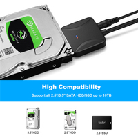Cable USB 3.0 a SATA para Disco Duro Externo HDD/SSD SATA III de 3.5/2.5 Pulgadas, Cable Easy Drive con Adaptador de Corriente DC 5.5 12V/2A