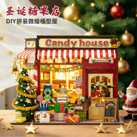Kit de maison miniature en bois à assembler soi-même en 3D, mini puzzle de décoration, modèles de construction assemblés à la main, cadeau de Noël, cabane