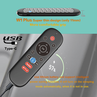 Souris aérienne sans fil 2.4G W1 PLUS avec gyroscope, télécommande, mini clavier pour Android TV BOX / Windows / Linux